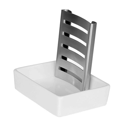 Såpeholder i keramikk og rustfritt stål