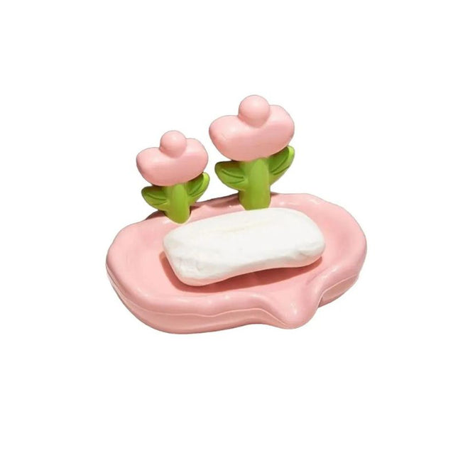 Keramisk såpeholder med blomsterdekorasjon