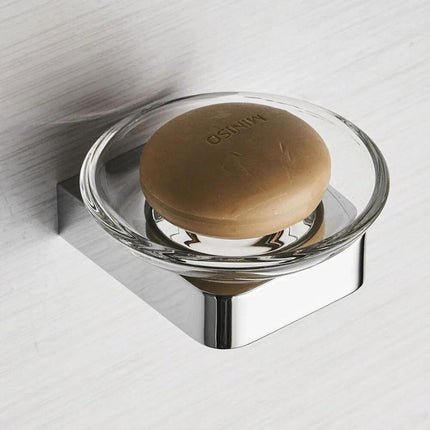 Rund veggmontert såpekopp i krom