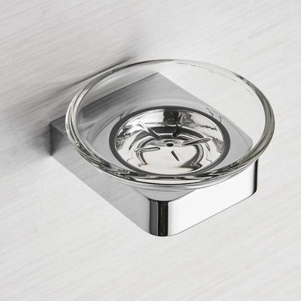 Rund veggmontert såpekopp i krom