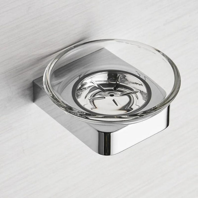 Rund veggmontert såpekopp i krom