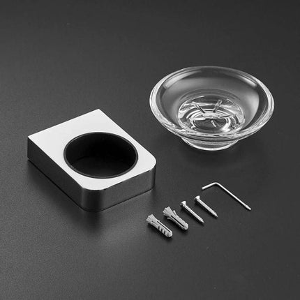 Rund veggmontert såpekopp i krom