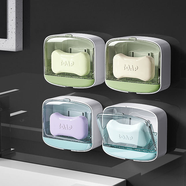 Veggmontert såpeboks med lokk og drenering