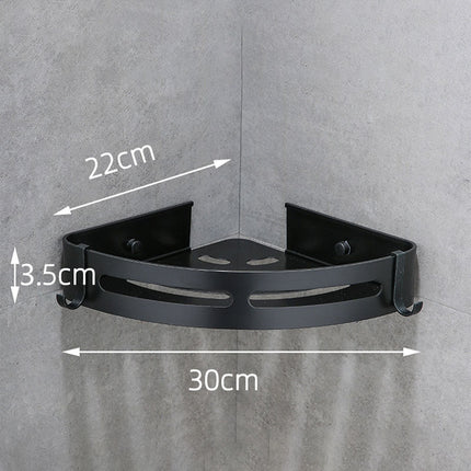 Svart hjørnehylle for dusj med kroker