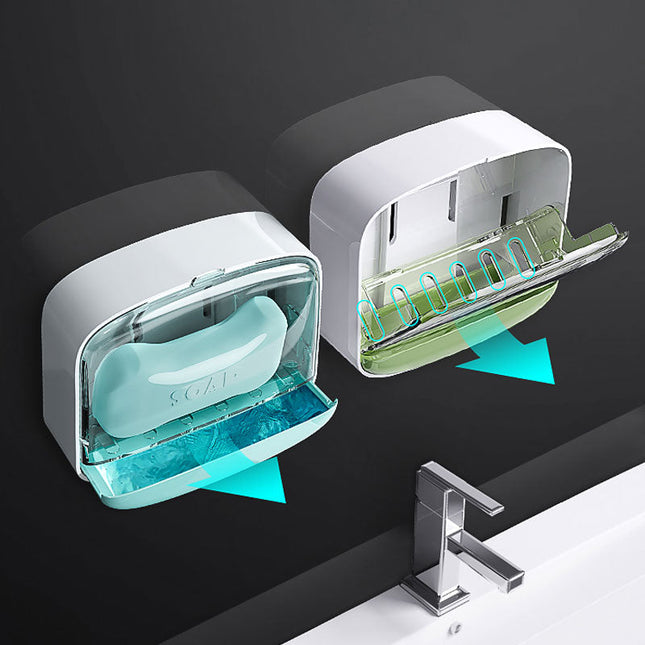 Veggmontert såpeboks med lokk og drenering