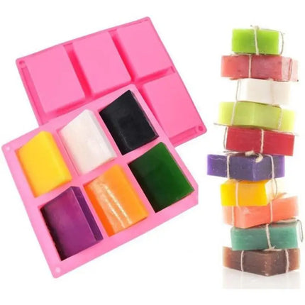 Silikonform for 6 rektangulære såper