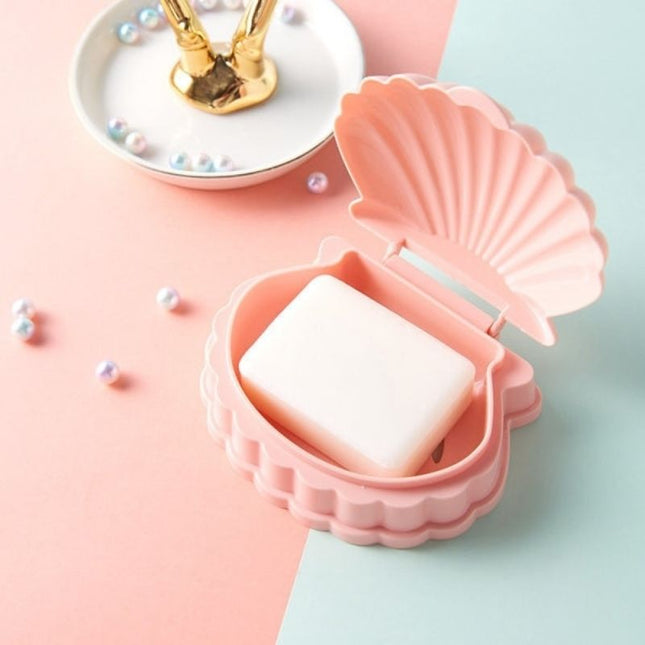 Skjellformet reise-såpeboks med lokk