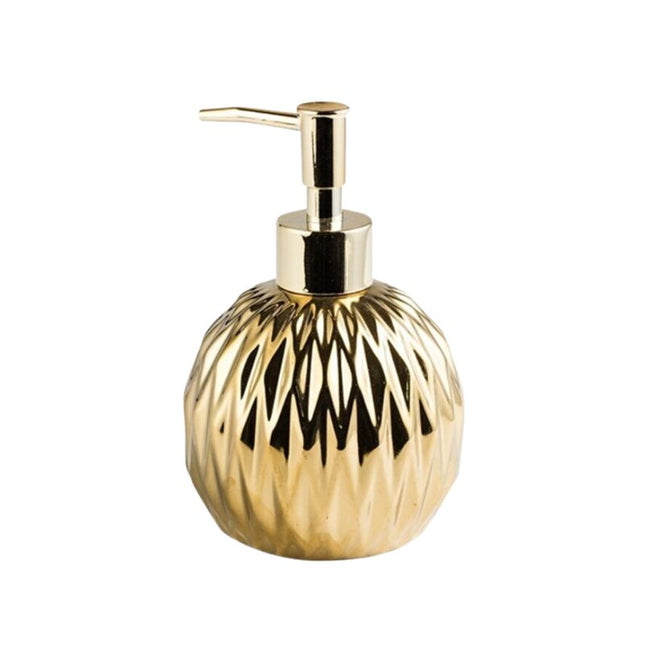 Rund gullfarget såpedispenser med mønster