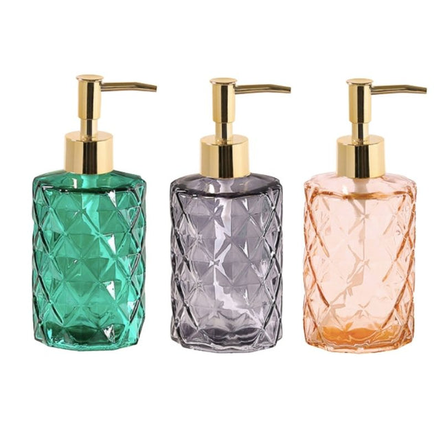 Elegant såpedispenser i mønstret glass