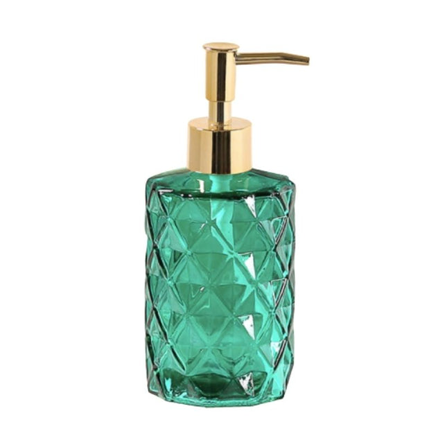 Elegant såpedispenser i mønstret glass