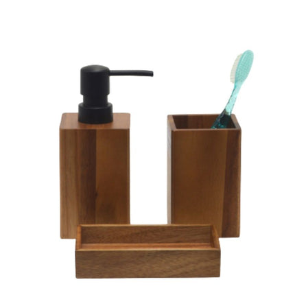 Firkantet såpedispenser i vakkert akasietre