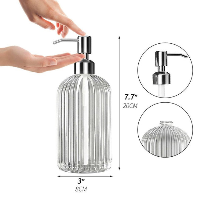 Såpedispenser i klart, rillet glass