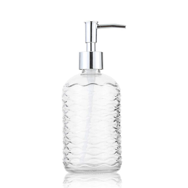 Glassdispenser for såpe med bølgemønster
