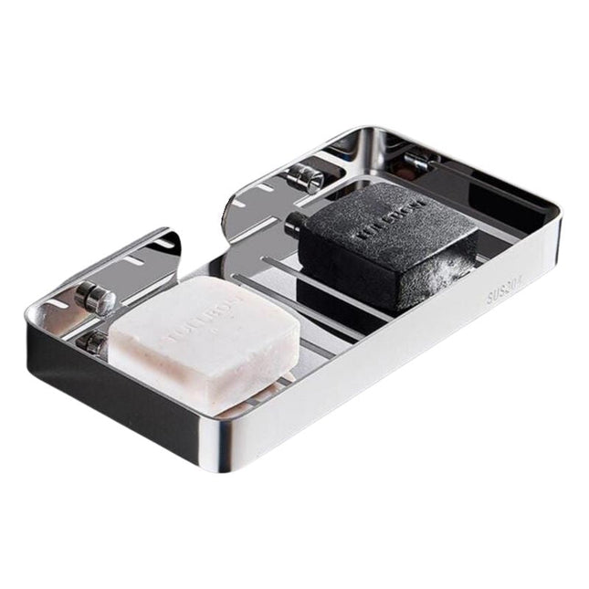 Stor dobbel såpeholder i rustfritt stål