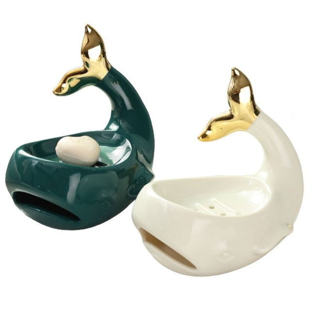 Keramisk såpeholder formet som en hval