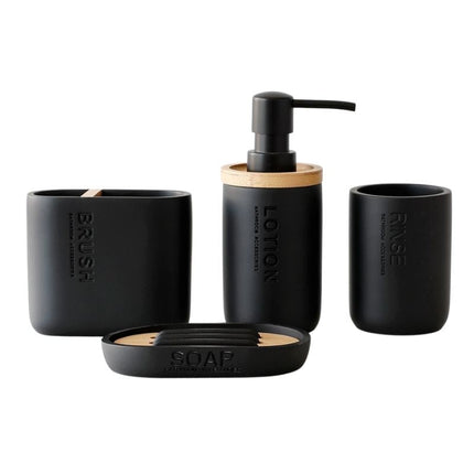 Oval svart såpeholder med bambusrist