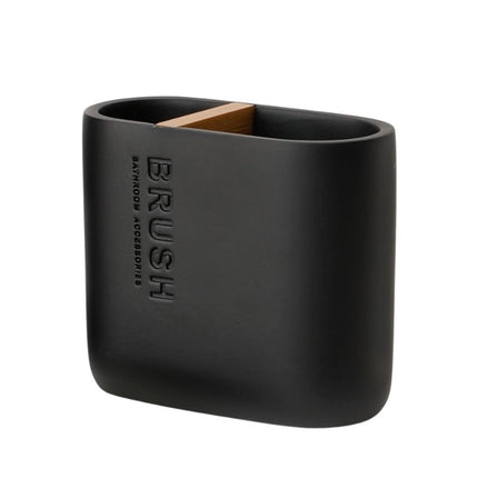 Oval svart såpeholder med bambusrist