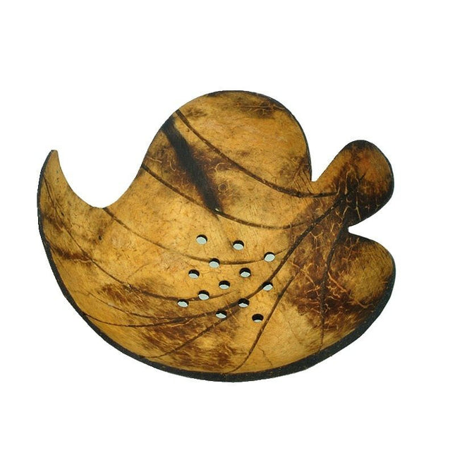 Såpekopp av kokosnøttskall formet som blad