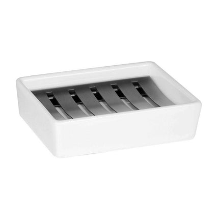 Såpeholder i keramikk og rustfritt stål