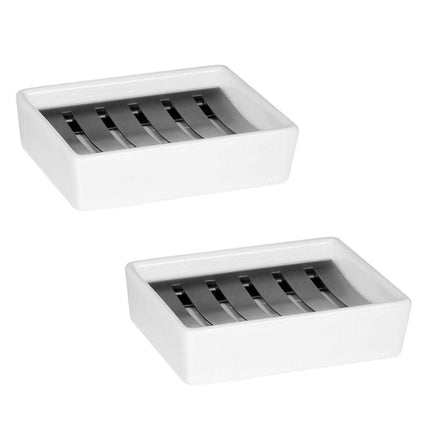 Såpeholder i keramikk og rustfritt stål