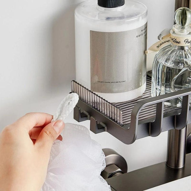 Justerbar hylle for såpe på dusjstang