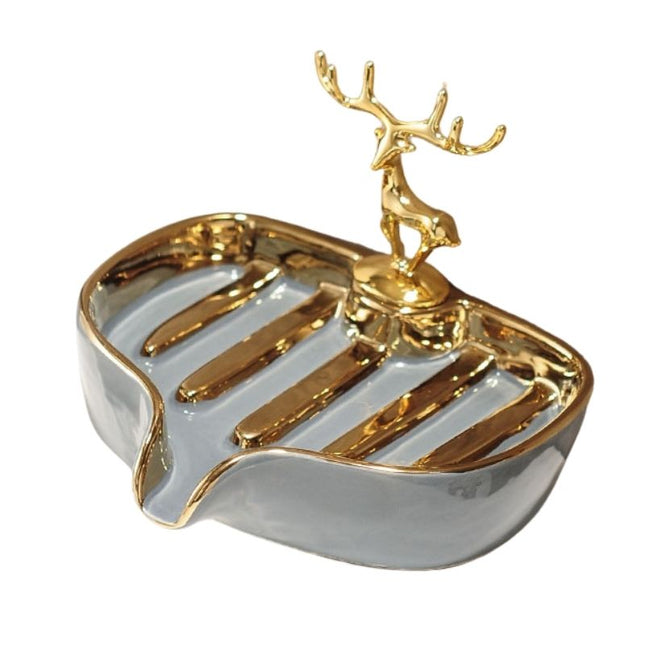 Dekorativ såpeholder med hjort i gull