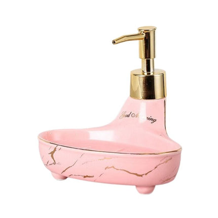 Såpedispenser med såpefat i keramikk