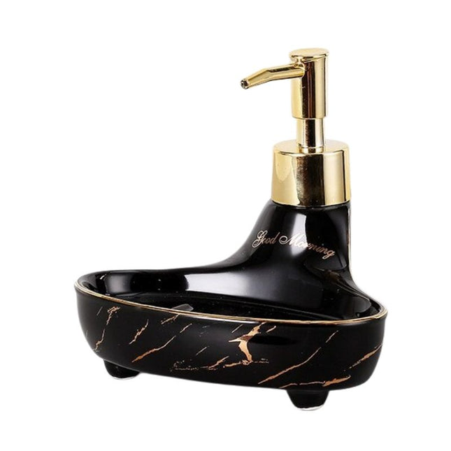 Såpedispenser med såpefat i keramikk