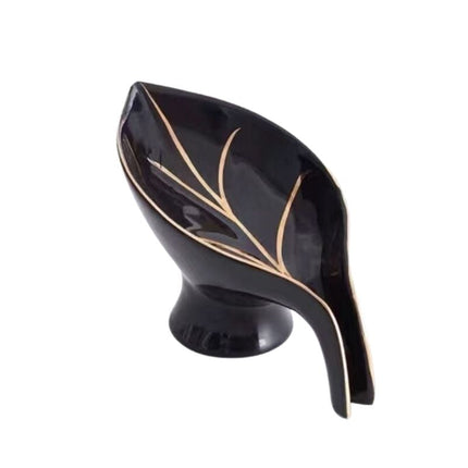 Bladformet såpeholder i grønn keramikk