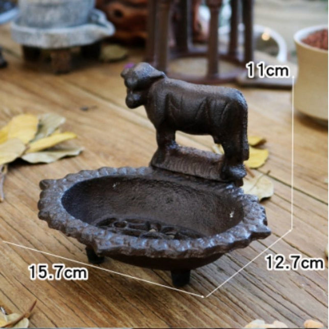 Vintage såpeholder i støpejern med ku