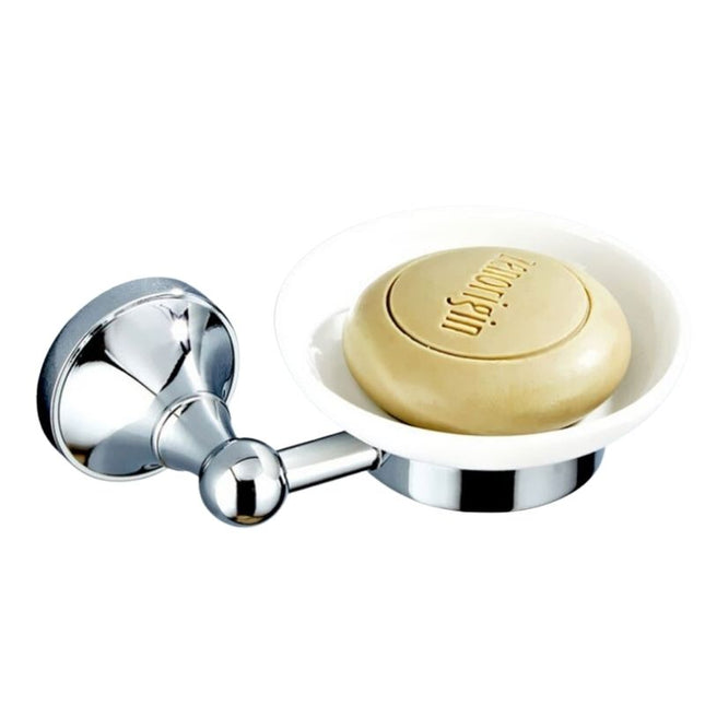 Vegghengt såpeholder i messing og keramikk