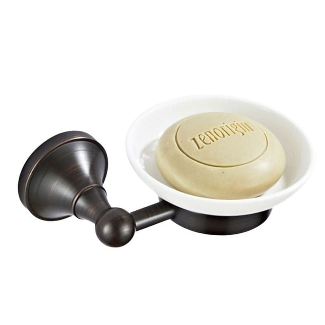 Vegghengt såpeholder i messing og keramikk