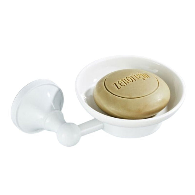 Vegghengt såpeholder i messing og keramikk