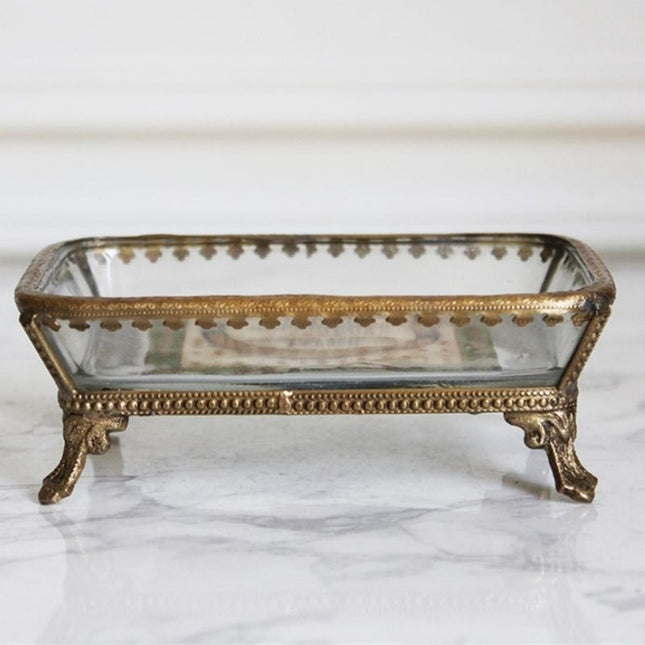 Elegant såpeholder i glass og messing