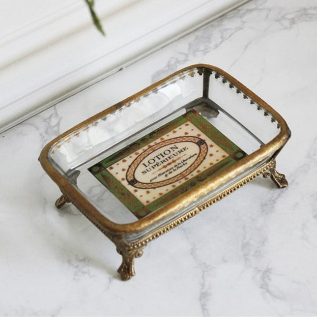 Elegant såpeholder i glass og messing