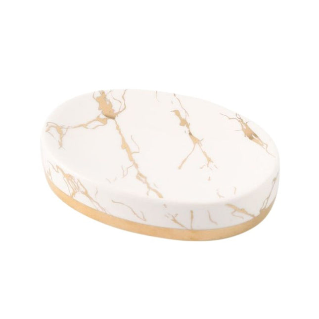 Oval såpeholder med svart marmoreffekt