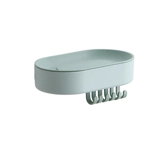 Veggmontert såpeholder med integrerte kroker