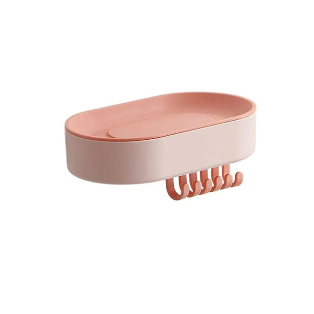 Veggmontert såpeholder med integrerte kroker