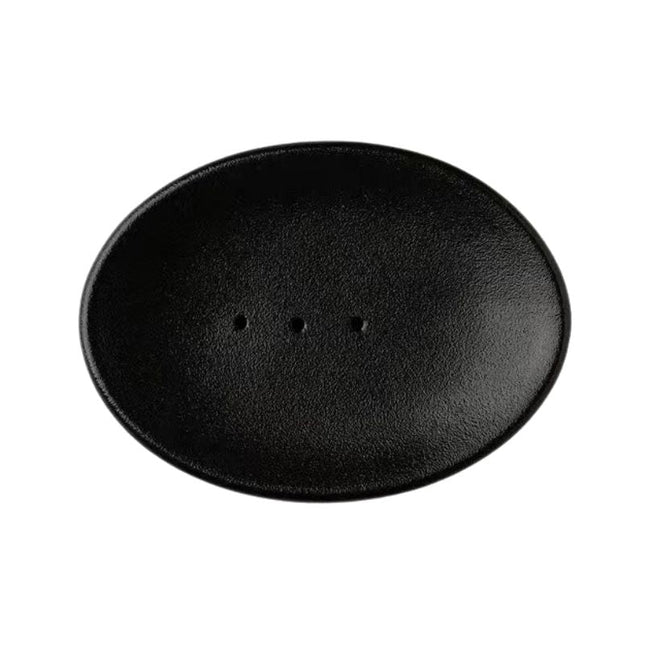 Hvit oval såpeholder med dreneringshull