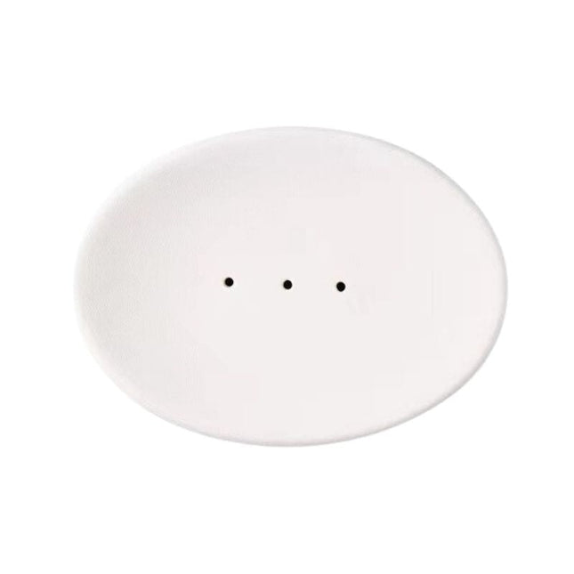 Hvit oval såpeholder med dreneringshull