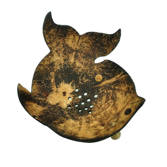 Håndlaget såpekopp av kokosnøtt, fisk-design